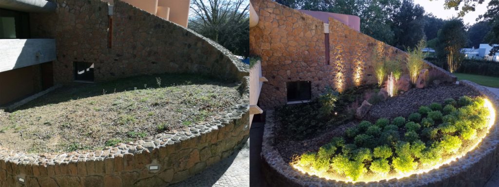 Giardino giapponese. Prima e dopo. Progettazione giardini Milano e Roma.